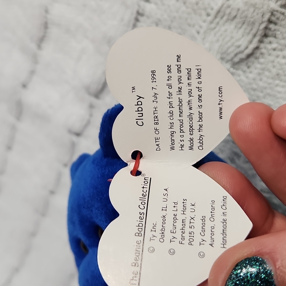 🕸Vintage Ty Beanie Babies Official Club Original " Clubby " Bear 1998 - Picture 11 of 12